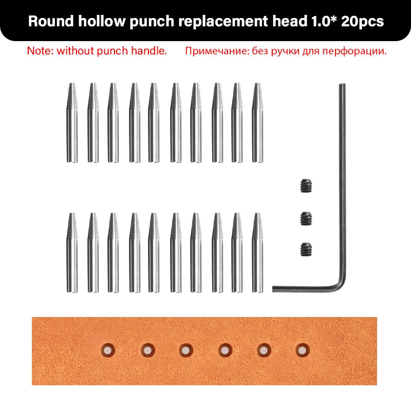 WUTA 3G Leather Punches Head Replaceable Pricking Iron Removable Diamond Olive Round Hole French Style Chisel DIY Craft Tools