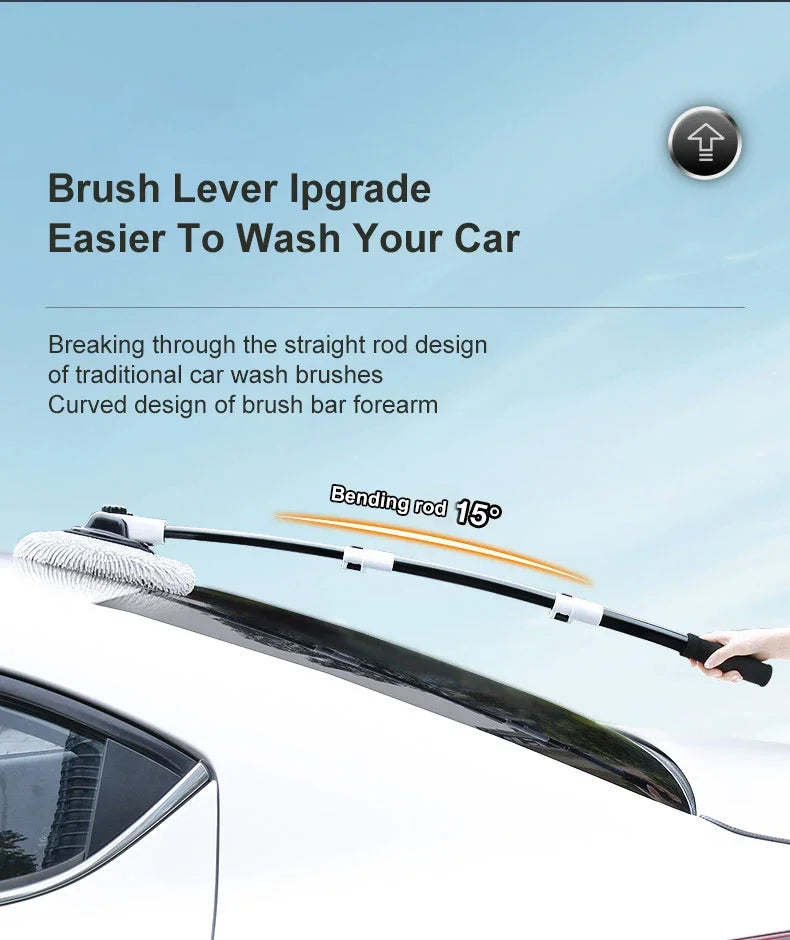 Car Wash Brush Car Cleaning Brush Telescoping Long Handle Mop Soft Hair Chenille Broom Universal Window Wash Auto Accessories