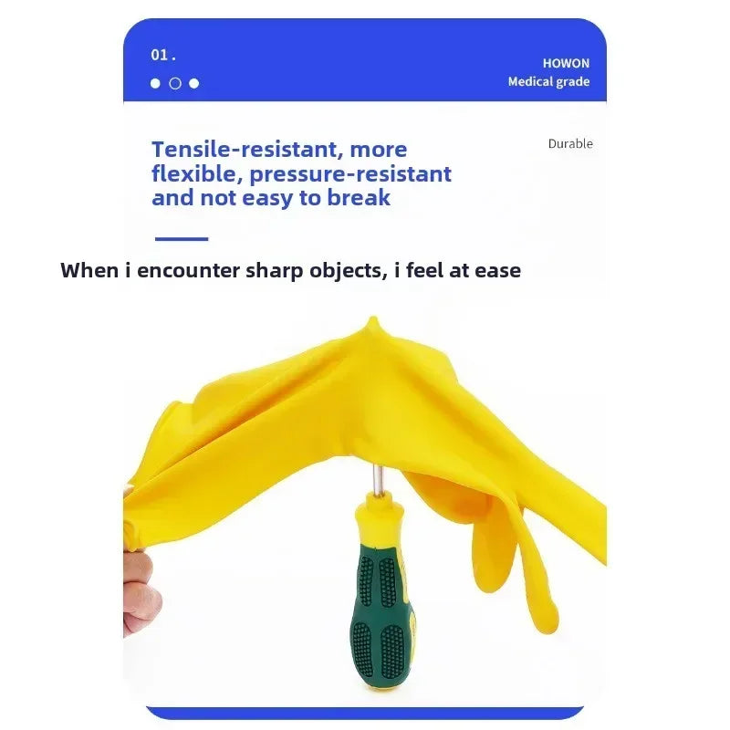 Natural Latex Gloves,Rubber,Household Kitchen Dishwashing And Laundry Car Wash,Thickened Acid And Alkali Resistant Latex Gloves