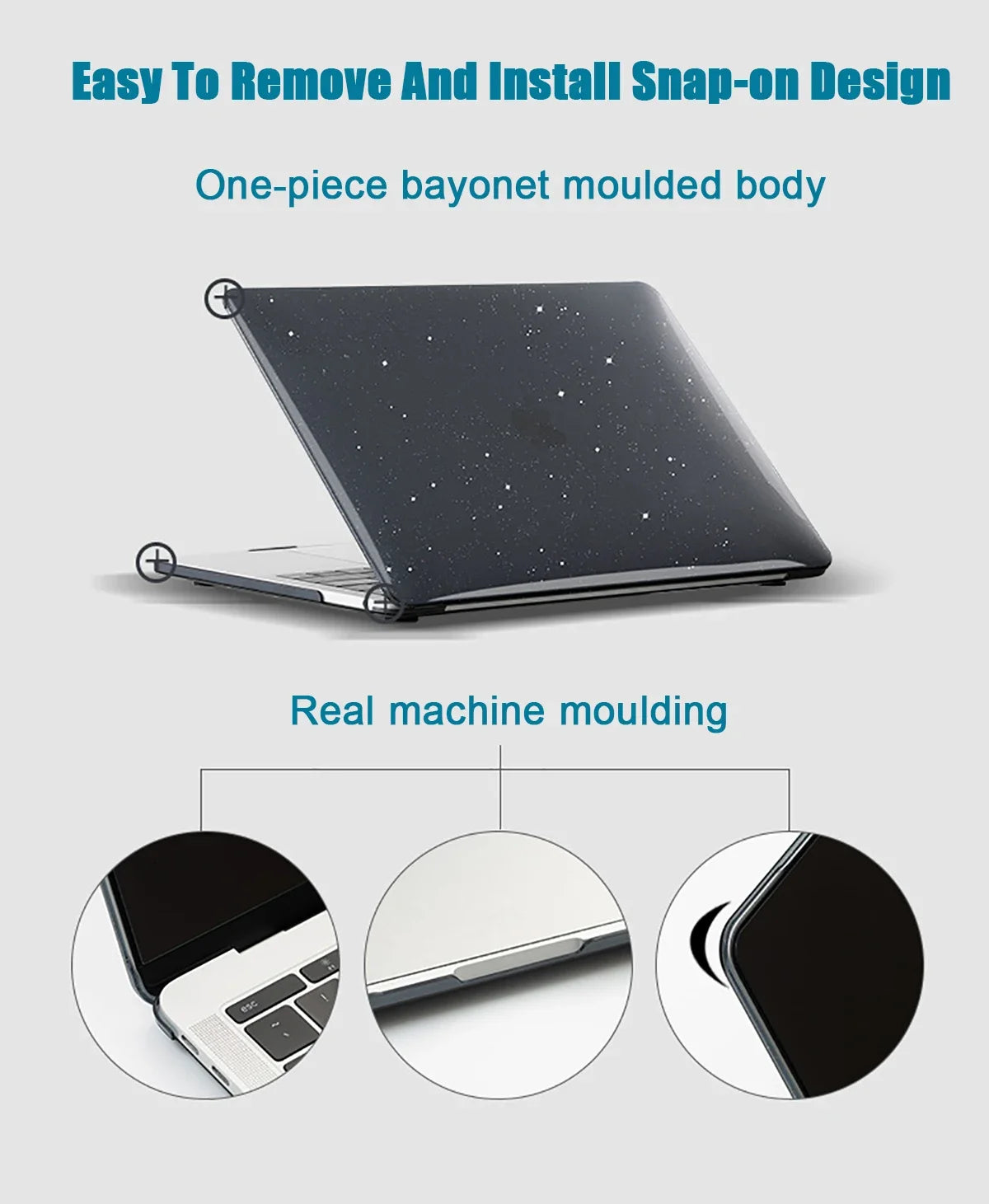 Glitter Hard Laptop Case for Macbook Air 13.6 M4 15 M3 Sparkly Clear Cover for Mac Book Pro 13 M1 M2 14 M4 16 Sleeve Accessories