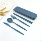 New Wheat straw Wheat Straw Dinnerware Set Eco-Friendly Portable Utensil Box Tableware Cutlery Set Travel