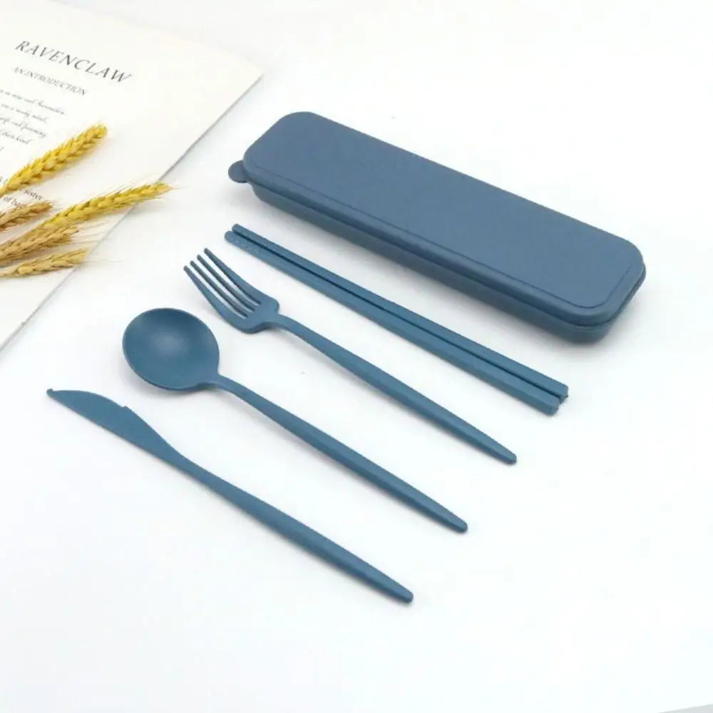 New Wheat straw Wheat Straw Dinnerware Set Eco-Friendly Portable Utensil Box Tableware Cutlery Set Travel