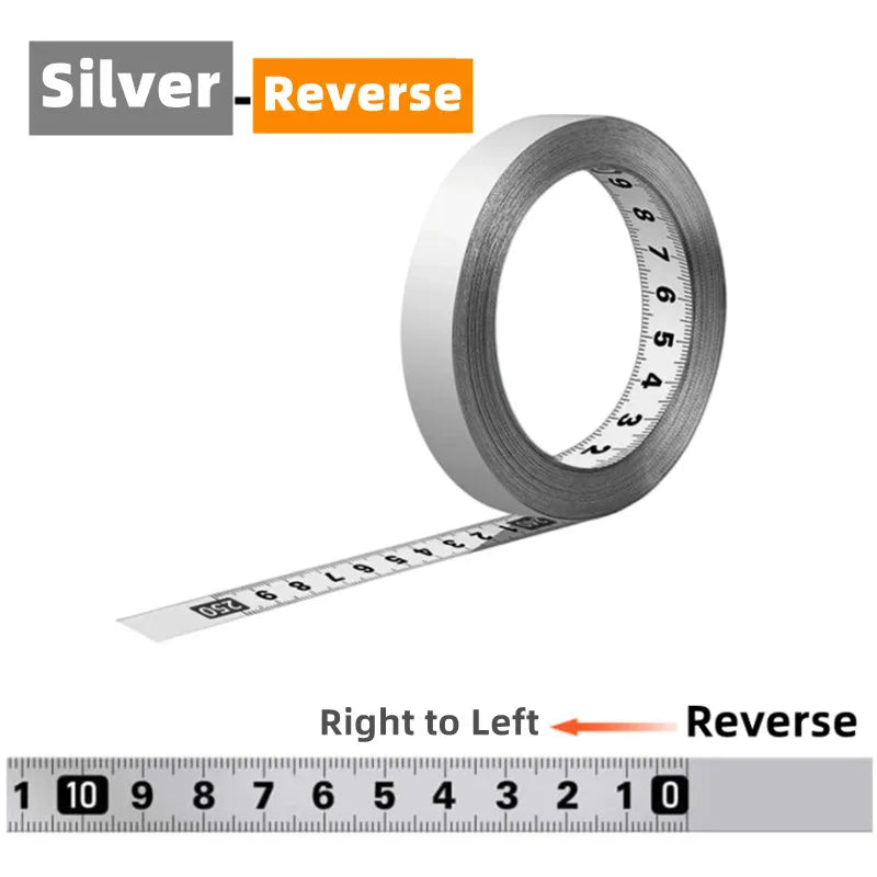 Self-Adhesive Measuring Tape Stainless Steel Workbench Ruler Adhesive Backed Tape Measure Metric Scale Rust-Proof Ruler