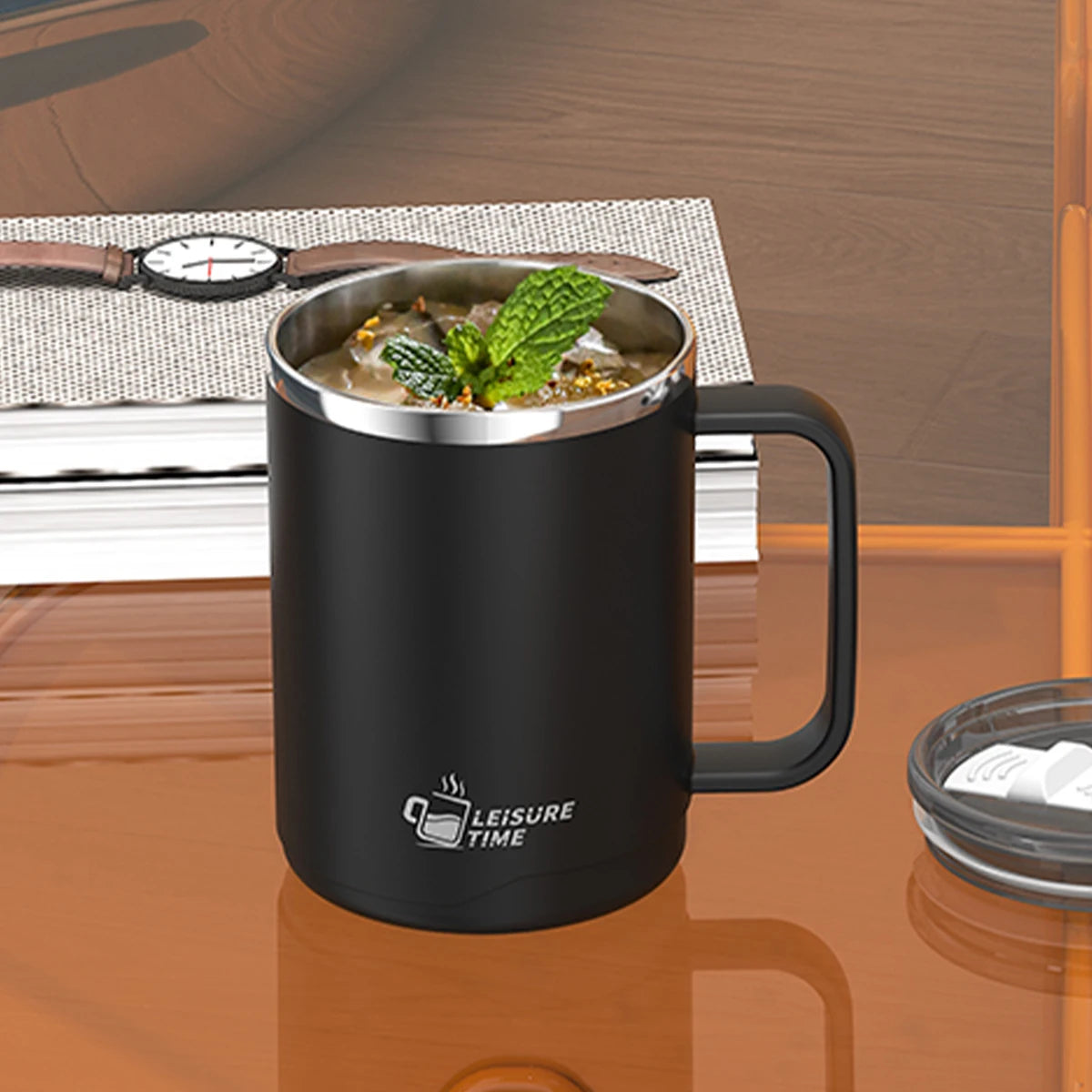 500ml Double-layer Mug 304 Stainless Steel Insulated Coffee Cup With Handle Portable Sealed Water Cup Drinkware For Student Kid