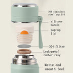 Stainless Steel Thermos Bottle 500ml/16.9oz And 600ml/20oz Vacuum Insulated Water Bottle With Handle Travel Insulated Cup