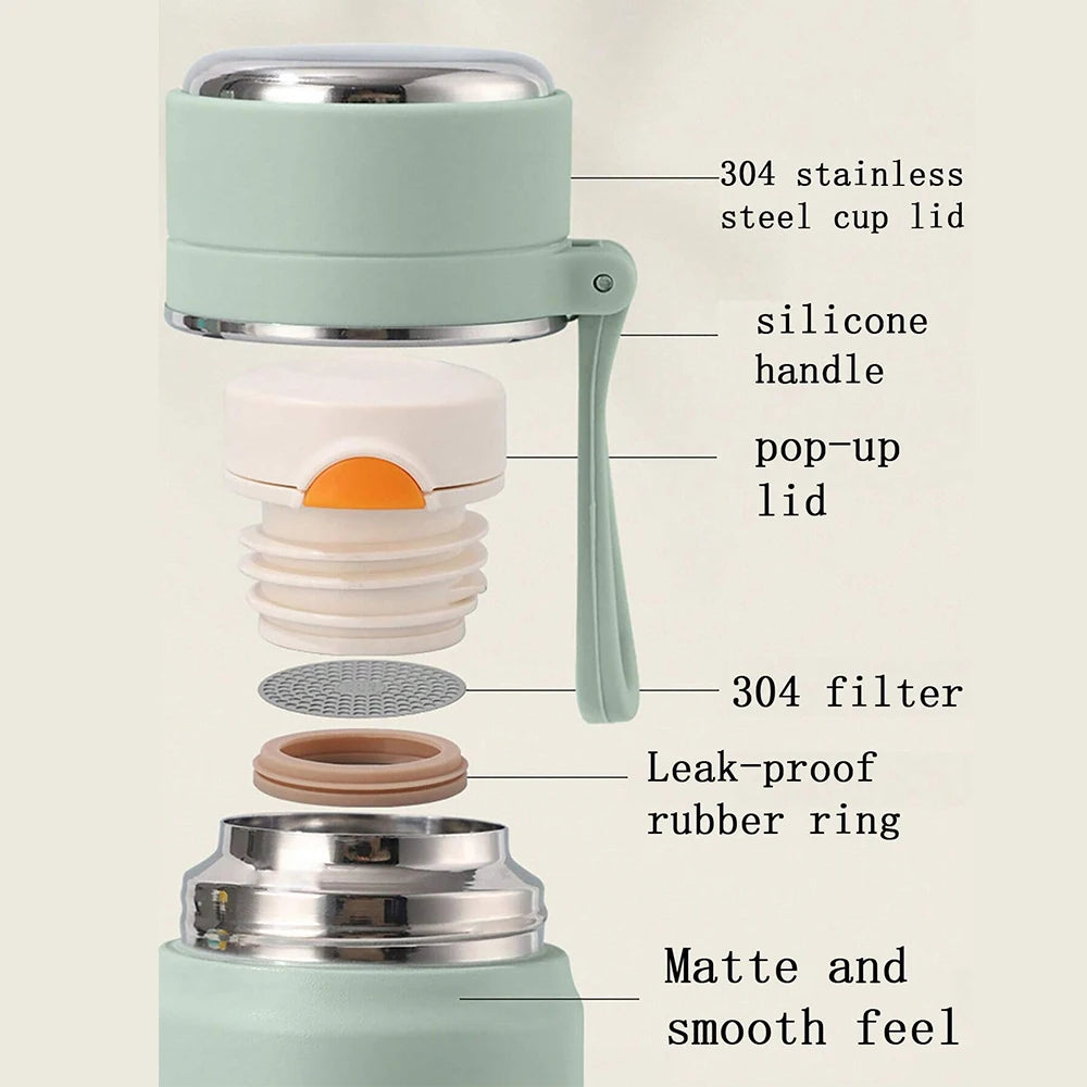 Stainless Steel Thermos Bottle 500ml/16.9oz And 600ml/20oz Vacuum Insulated Water Bottle With Handle Travel Insulated Cup