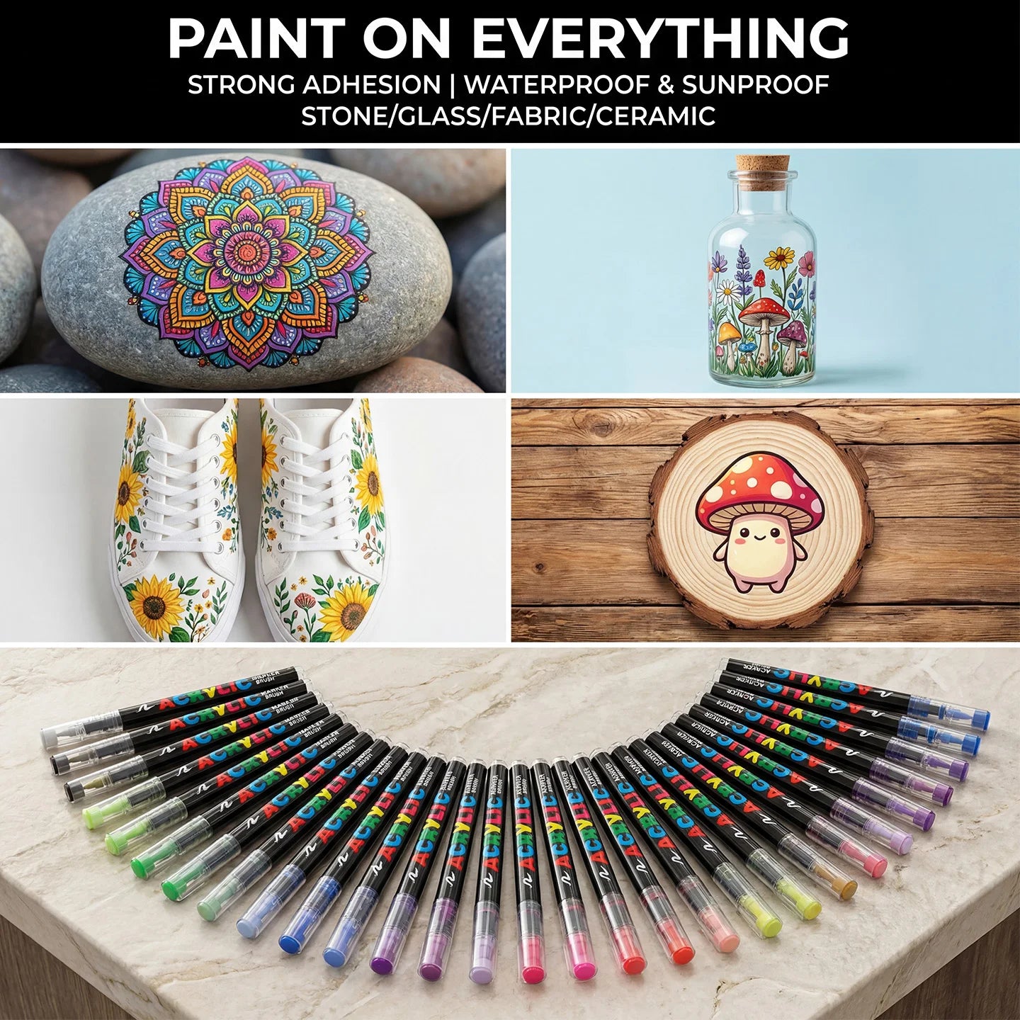 12-168 Colors Acrylic Paint Pen Marker Brush Tip Paint Marker For Rock Painting Wood Canvas Stone Christmas Gift DIY Craft