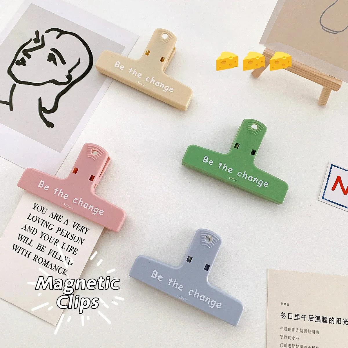 Colorful clips, strong grip refrigerator notepad holder, cute pastel color office school family storage, suitable for students
