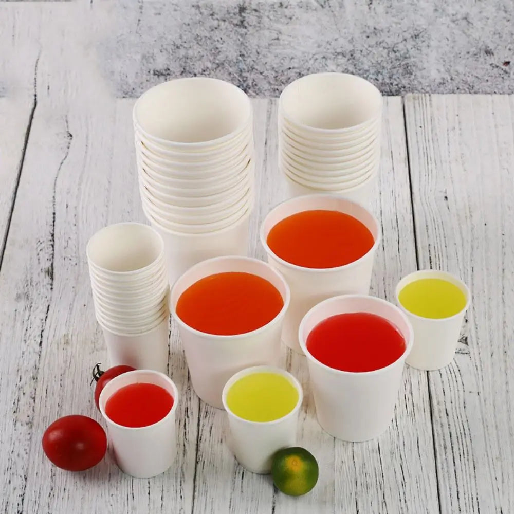 200Pcs 30/60/120/200ml Disposable Paper Cup Thickened Solid Color Paper Coffee Cup Multisize Food Grade Tasting Cup