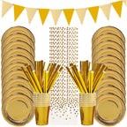 Gold Party Disposable Tableware Set Paper Plates Cups Napkins for Birthday Wedding Bachelorette Party Decoration Baby Shower