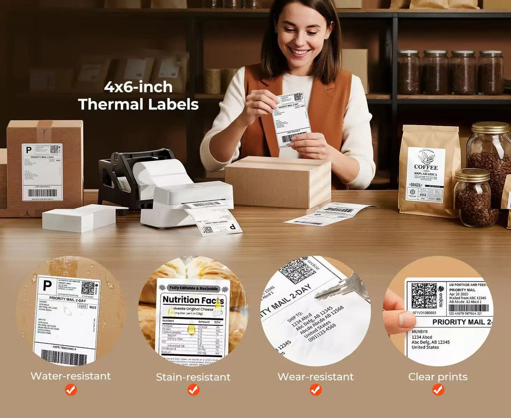 4"x6" inch Thermal Label Paper 100/200/500 Sheets Adhesive Stickers For Shipping Labels Printer For DHL UPS Express Barcode