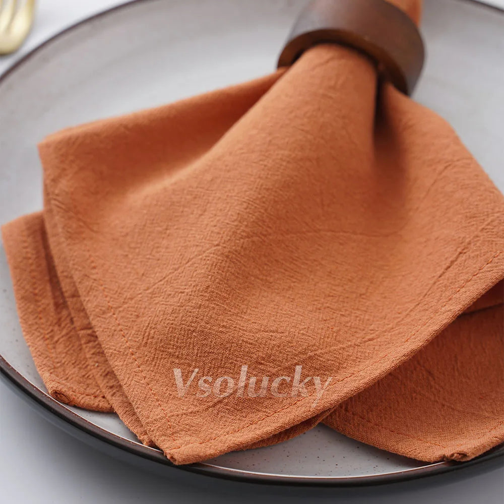 Cloth Napkin 40x40cm Washed Cotton Plain Washed Cotton Soft Rustic Table Napkin for Wedding Christmas Party Daily Family Meals