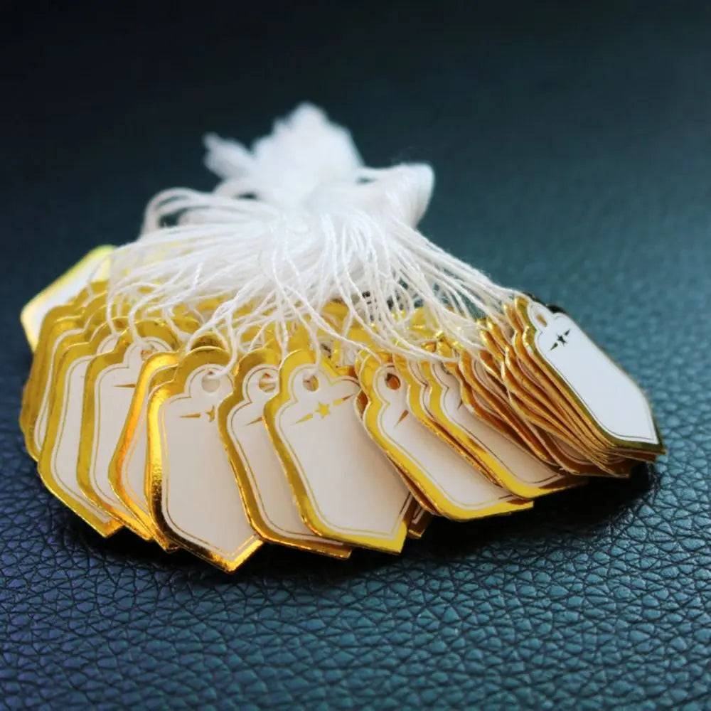 100PCS Round Rectangle Gold/Silver Edge Retail Supplies Display Tool Hanging Tags Jewelry Price Labels Jewellery Hangtags