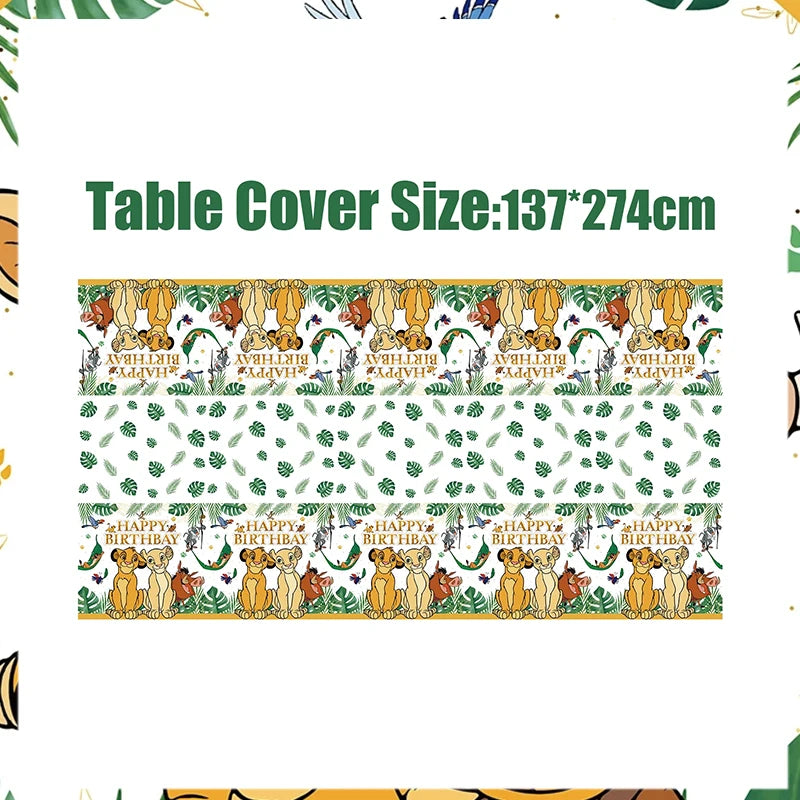 Lion King Birthday Party Decoration Lion Disposable Dinnerware Tablecloth Cup Plate 3D Balloon for Kids Baby Shower Supplies