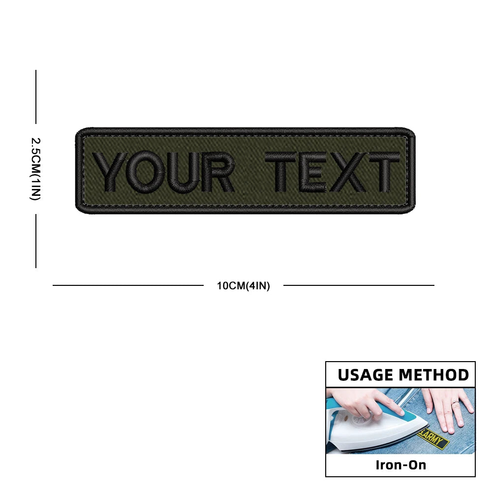 Custom Personalized Name Number Patch Stripes Badge Tags Different Sizes Iron On Or Hook Loop Embroidered Military Green Patches