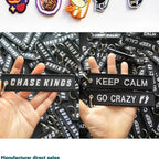 Custom Embroidery Keychains Double-sided Wholesale 50 PCS Printed Woven Logo to Customize Fabric Key Ring Tag for Bag Phone Car