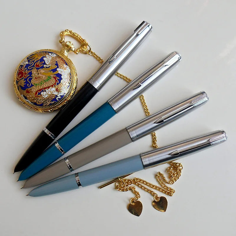 NEW Wingsung 601 Press Piston Fountain Pen Iridium EF/F Nib Steel Cap Vacumatic Resin Ink Pen School Stationery Office Supplies