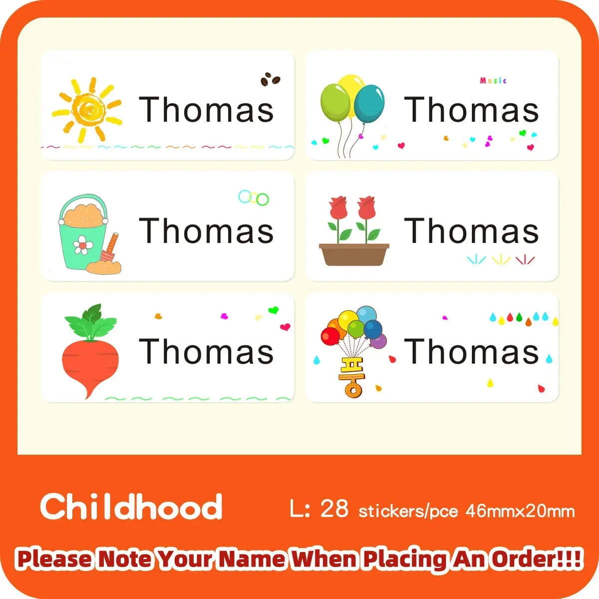 Multi Size Name Sticker Personlized First Name Waterproof Tag Custom Labels for Children Personal Scrapbook Kids School Label