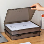 A4 Dust Proof Document Organizer Storage Box Black Transparent Simple Certificate File Box Container for Easy Organization