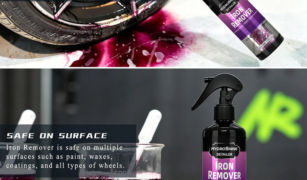 Hydroshine Iron Remover Car Detailing Fallout Spray Decontamination Kit Rust Remover Spray for Brake Rim Metal Surface Particles