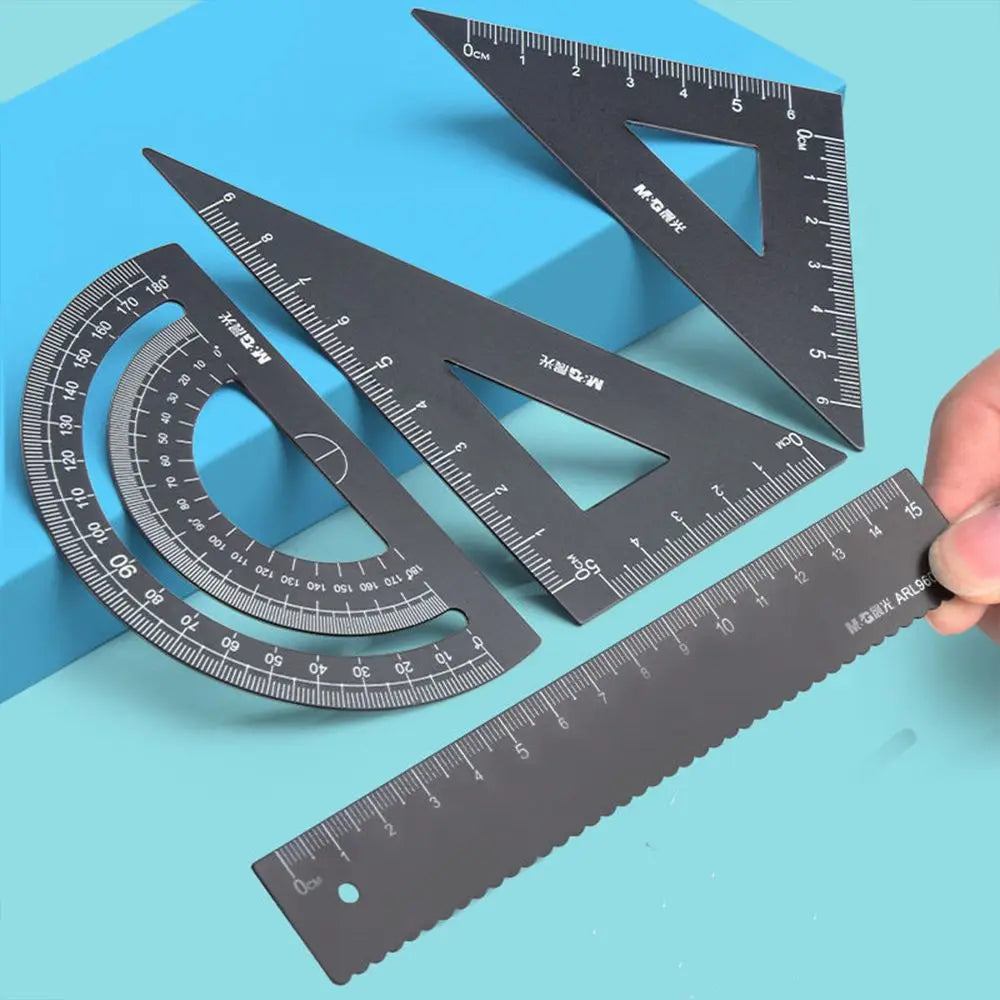 Durable Students Geometry School Maths Compass Metal Rulers Aluminium Ruler Set Examination Stationery Drafting Supplies