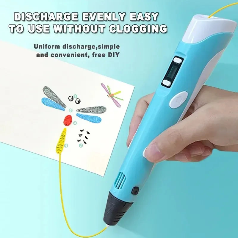 Electronic 3D Printing Pen 25MPLA Long Thread Children's 3D Graffiti Drawing Tool Drawing Smart Toy DIY Christmas Birthday Gift