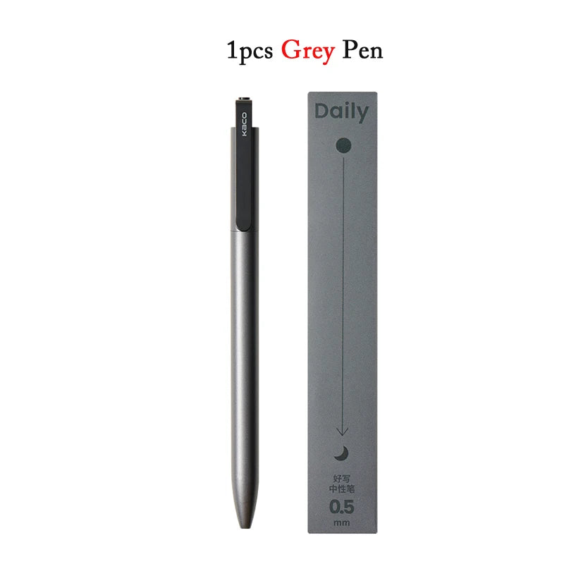 KACO Gel Pens Press Signature Pen Stationery Metal Pen Clip 0.5mm Black Ink Quicking Drying Large Capacity 800M Smooth Writing