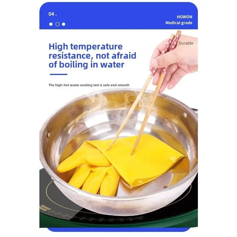 Natural Latex Gloves,Rubber,Household Kitchen Dishwashing And Laundry Car Wash,Thickened Acid And Alkali Resistant Latex Gloves