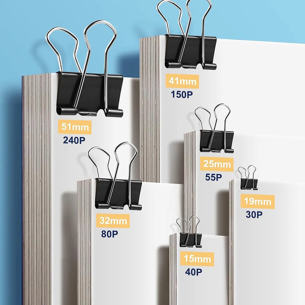 12Pcs/1BOX Binder Clip Clamps Long Tail Combination Folder Bookmark Paper Ticket Clips Effortless School Office Supplies