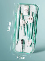Compasses and Rulers 9-piece Set Kawaii Triangle Ruler Ruler Student Set Ruler Multi-functional Mathematical Drawing Compass Set