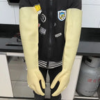 Acid and alkali resistant black lengthened anti-corrosion waterproof industrial latex thickened rubber gloves