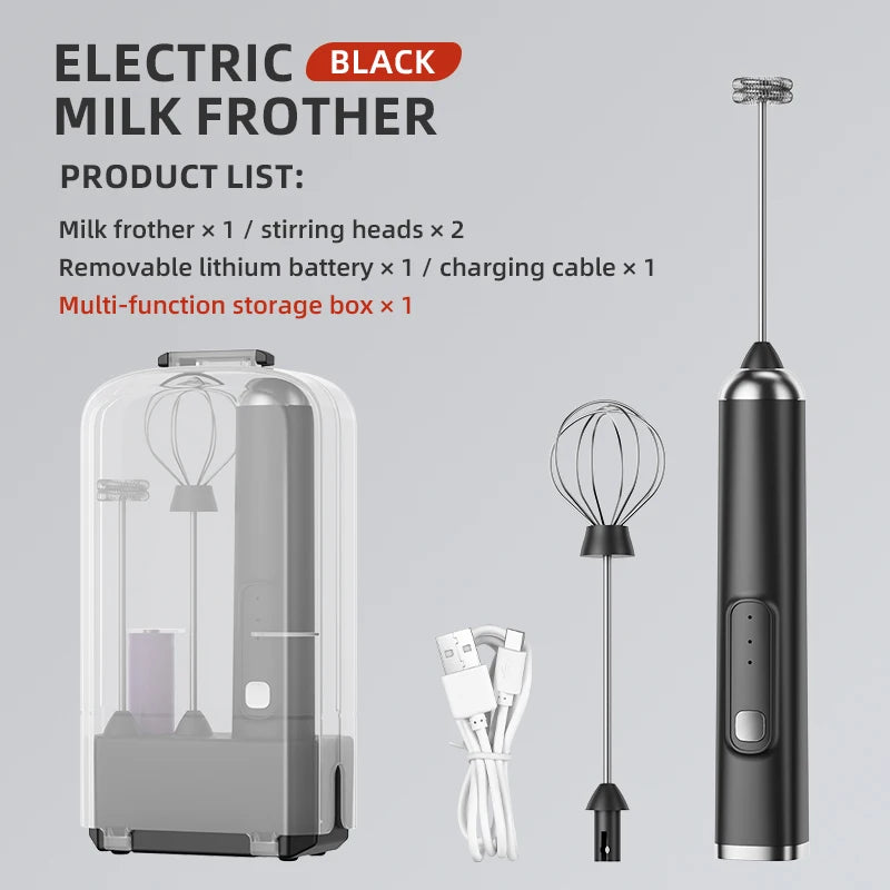 2026 New Electric Milk Frother Egg Beater Wireless Type-C Charging 3 Speeds Mini Handheld Foam Maker Coffee Whisk Cooking Tools
