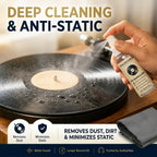 Vinyl Record Cleaner Kit Turntable LP Cleaning Brush Set Anti-Static Spray Cloth Stylus Dust Remover for Phono Gramophone