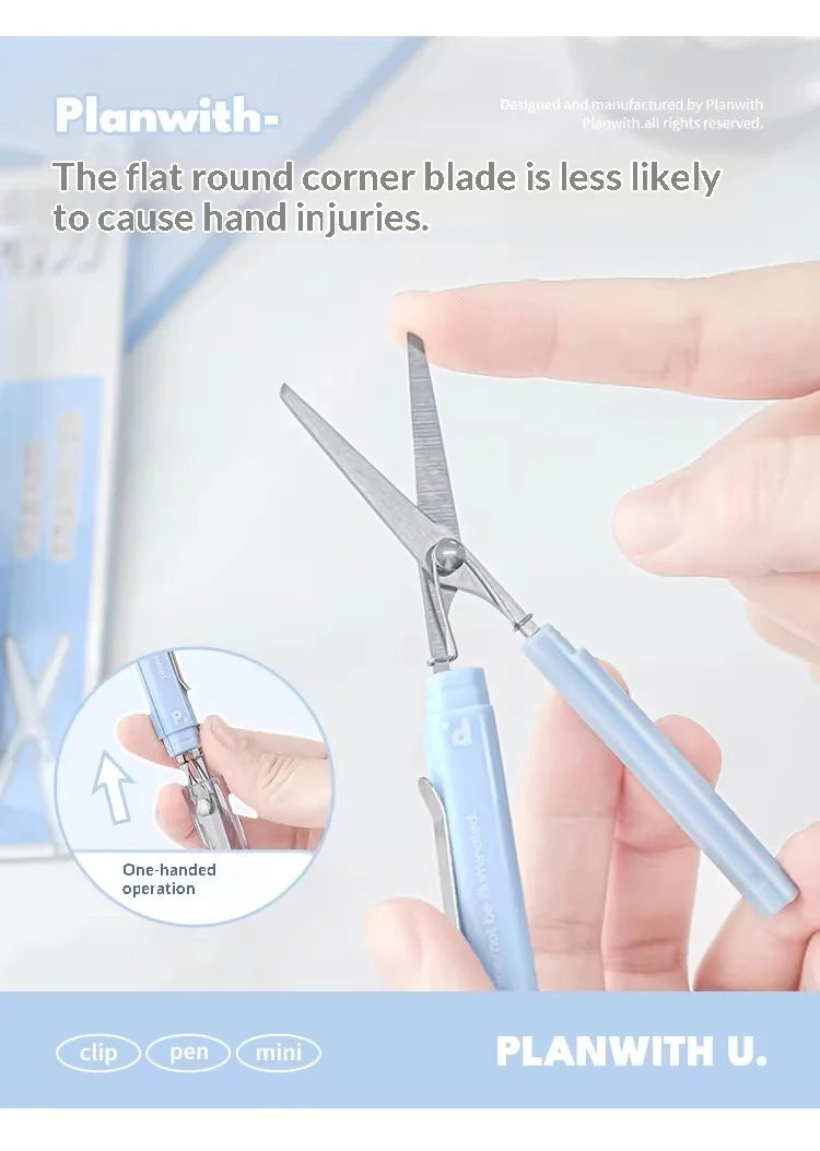 Planwith Stainless Steel Mini Folding Scissors Portable Creative Pen-Style Design DIY Paper-Cutting Art Tool School Office Supp