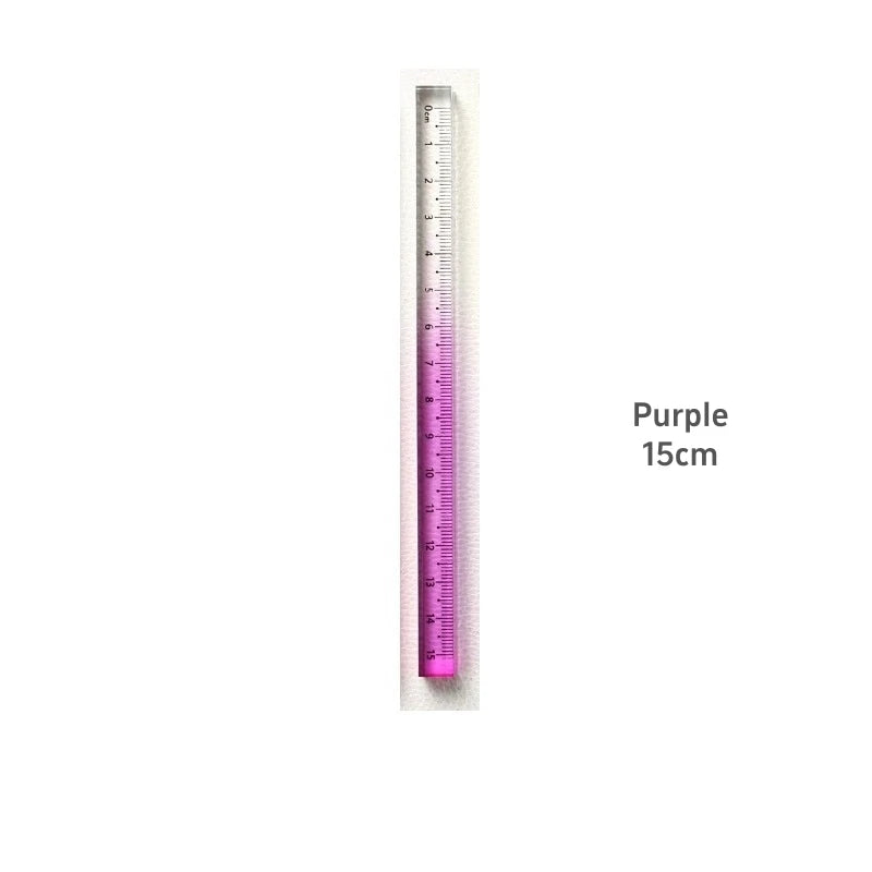 1pcs Colorful Clear Straight Ruler 15cm Four Edges Acrylic Transparent Gradient Lightweight Measuring Tools for Students A7795
