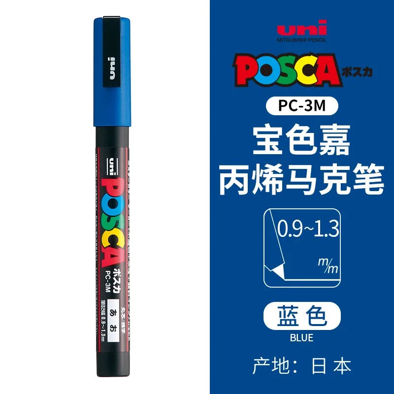 uni POSCA POP Water-Based Marker,Assorted Colors PC-1M/3M/5M 0.7~2.5mm Tips Professional Acrylic Paint Pen for Artists&Designers