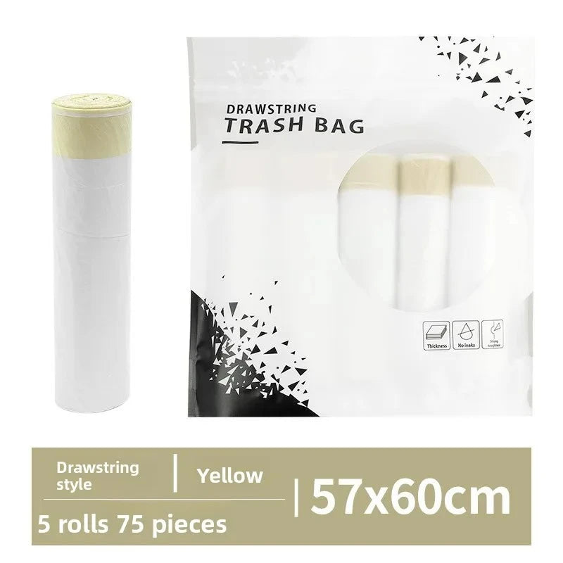 Drawstring Trash Bags Thickened Disposable Kitchen Garbage Can Liners with Handle for Home Office