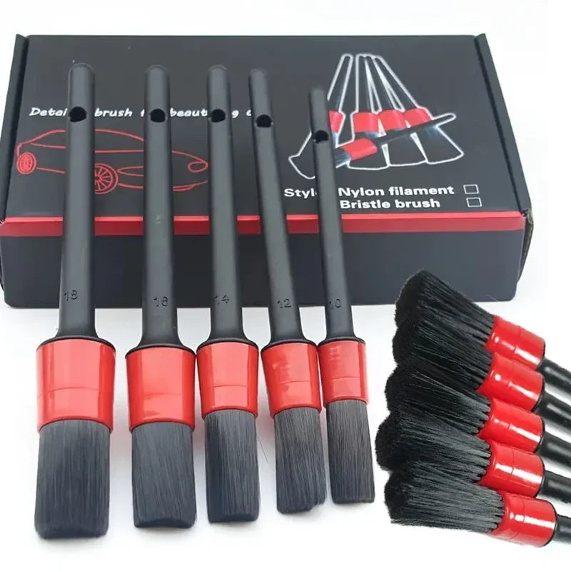5pcs Soft Car Cleaning Brush Kit Automotive Detail Brushes For Car Interior Detailing Brush Set Wheel Rims Clean Brush Plastic
