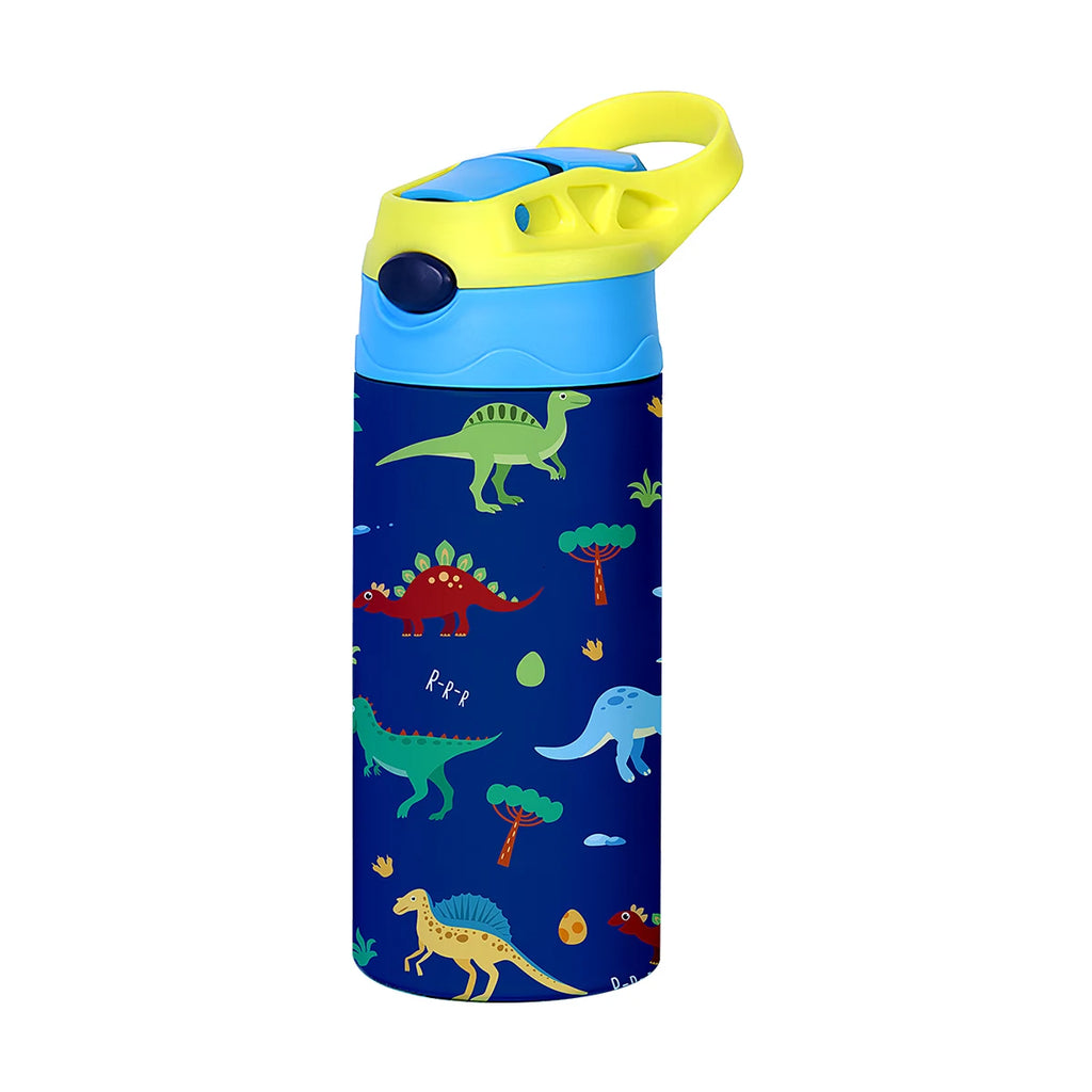 350ml Cartoon Pattern Vacuum Cup Kids Insulated Water Bottle Cute Animal Straw Thermos Mug Handheld Kettle for Outdoor School