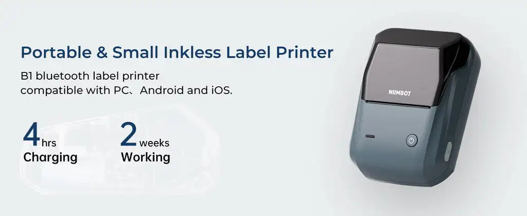 Niimbot B1 Mini Bluetooth Thermal Label Printer Portable Self-Adhesive Sticker Maker, Pocket Thermal Label Machine, Compatible With Mobile Phone & PC, Ideal For Home Office School Small Business Organization