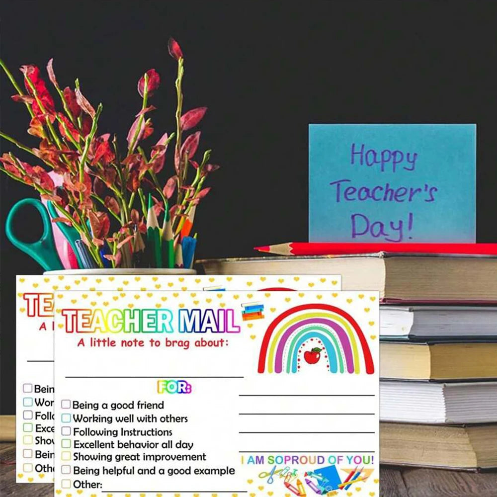 50/100/200Pcs Rainbow Teacher Mail Incentive Cards for Elementary Students Classroom Supplies