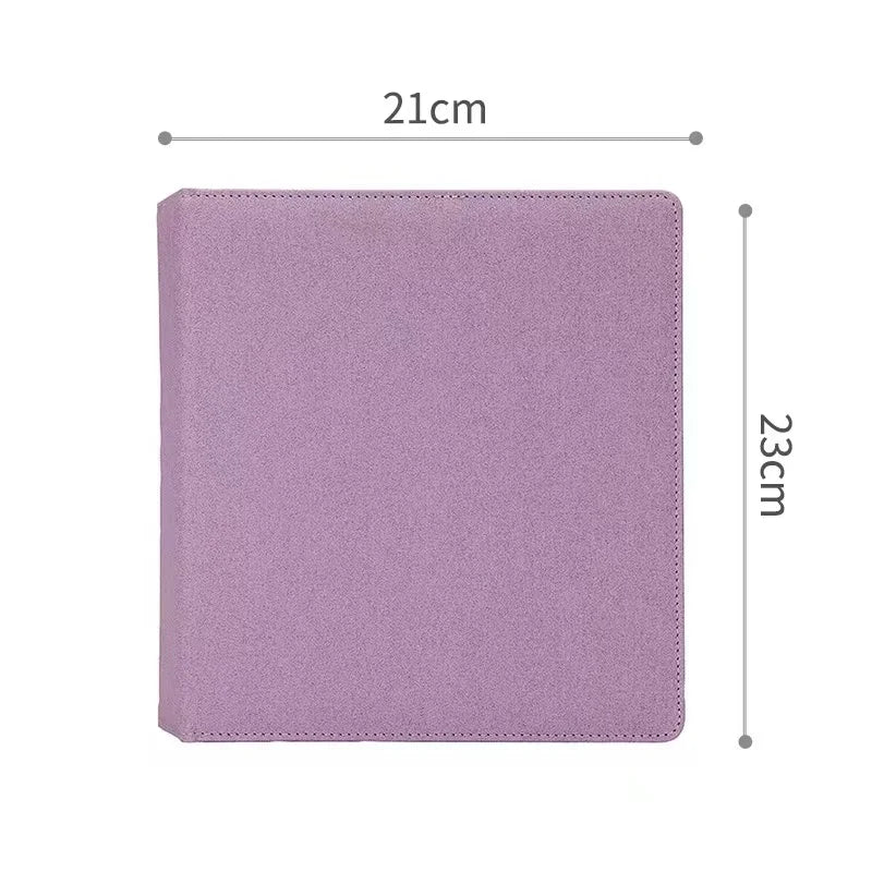 PU Leather Photo Card Macaroon Binder 3 Ring A5 Glitter Cover Kpop Polaroid Photo Album Postcard Collect Book 2 4 Pocket Sleeves