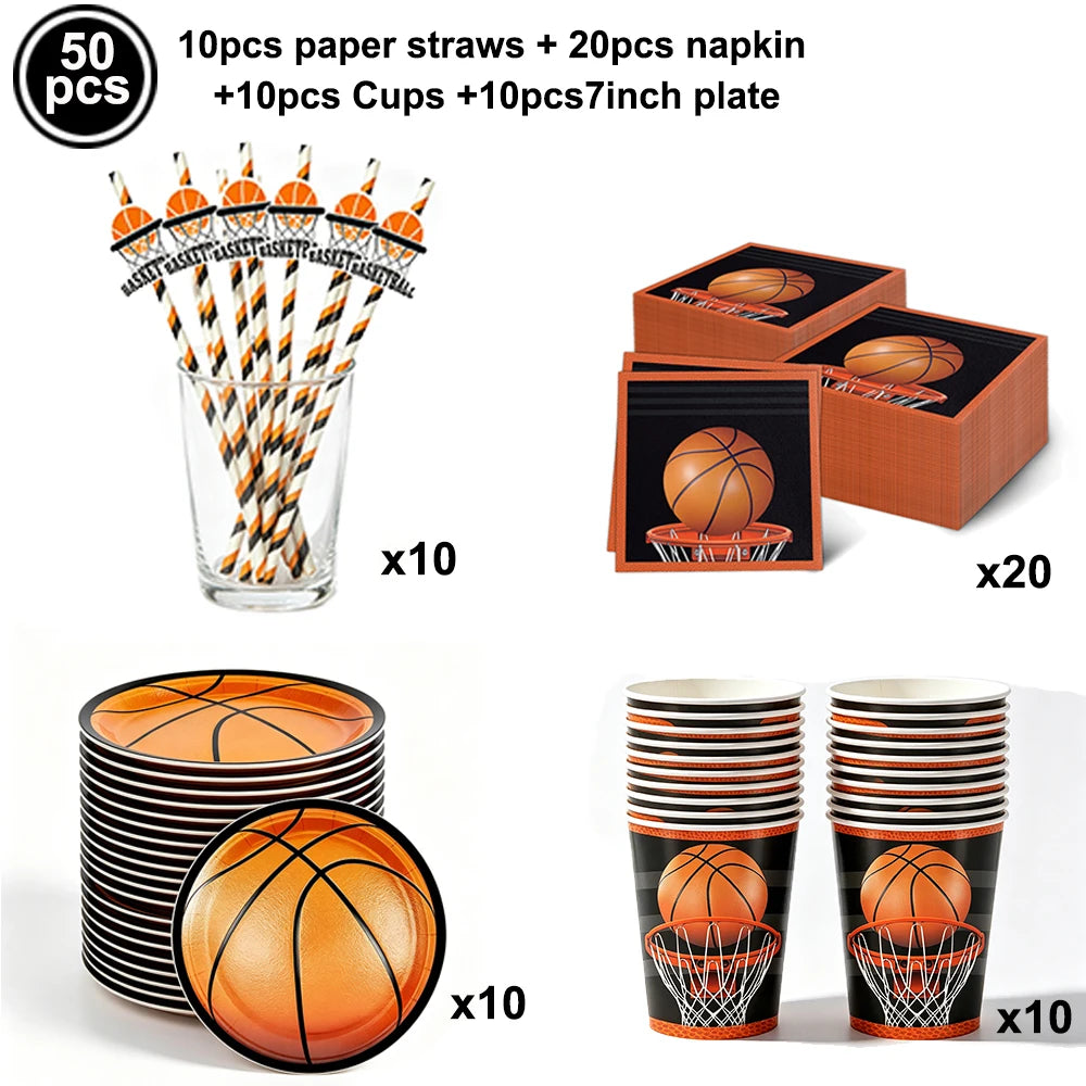 Basketball Tablecloths Basketball Party Decorations Rectangular Plastic Table Cover Boys Basketball Theme Birthday Party Supplie