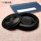 Natural Original Stone Inkstone With Cover Longan Round For Students Libros Livros Livres Kitaplar Art