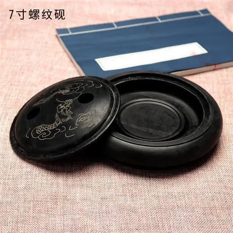 Natural Original Stone Inkstone With Cover Longan Round For Students Libros Livros Livres Kitaplar Art
