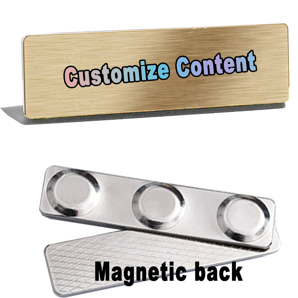 Personalized Name Tag Badges Identification Customized with Text&Logos, Stainless Steel Name for Clothing with Pin or Magnetic