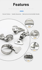 JUIDINTO 2-10pcs Worm Gear Hose Clamp 6-95mm Adjustable Key Clamp Hose Clip Stainless Steel for Water Pipe Automotive Mechanical