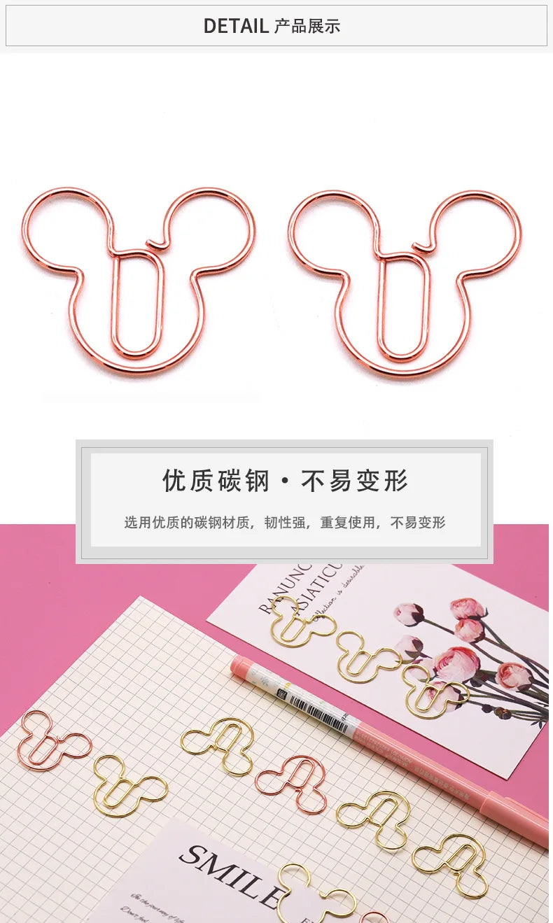 Special-shaped Paper Clip Golden Creative Cute Cartoon Paper Clips Metal Shape Gold Color Bookmark Stationery Office Paperpins