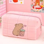 Cute Capybara 1pc pink blue Pillow Design Cosmetic Bag Pencil Case Pen Pouch Large-capacity Student Storage Pencil Case gift