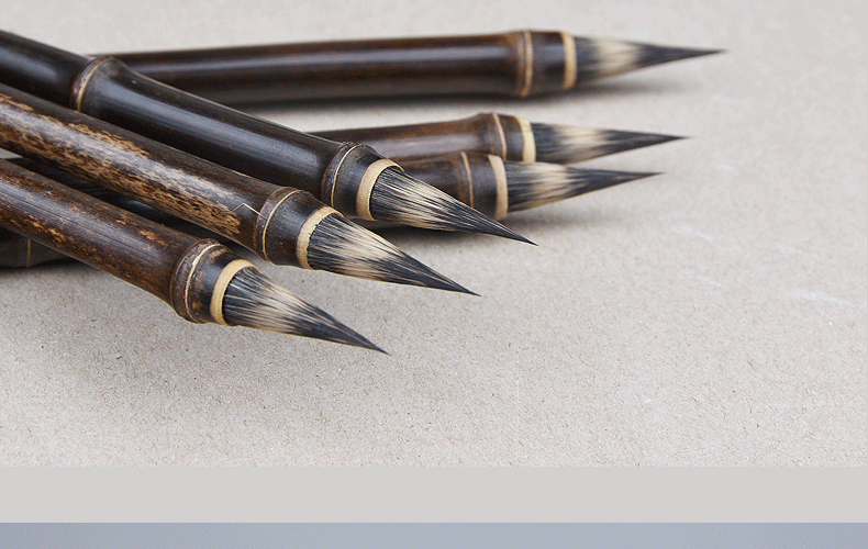 Luxurious Rabbit Mixed Hair Chinese Calligraphy Brush Pen Ancient Bamboo Small Regular Script Writing Drawing Brush Stationery